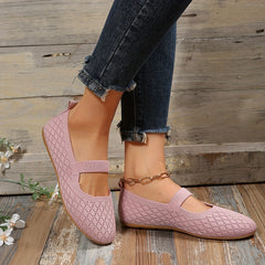 Women's Knit Flat Shoes Comfy Slip On Mary Jane Casual Flats