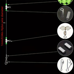 2pcs Nylon Line Luminous Beads Swivels Fishing Tackle