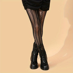  Sexy Stockings Solid Semi Sheer Jacquard Lace Fishnet Tights