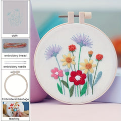 Plant Flower Embroidery DIY Material Package Kit for Beginners