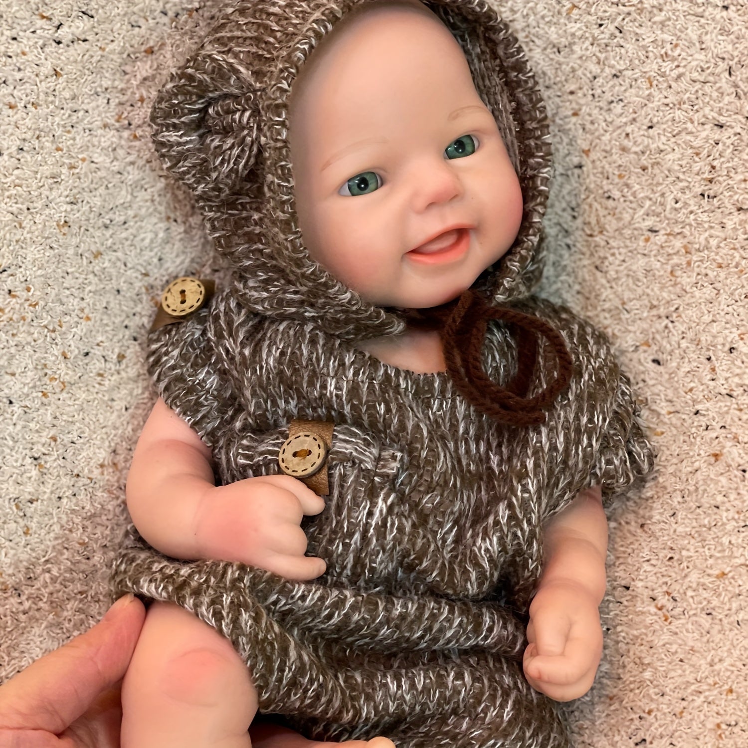 16" Lifelike Reborn Baby Boy Doll Platinum Silicone Light Beige Veins Open Eyes