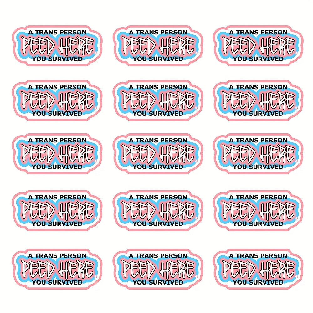15pcs Transgender Survived Stickers - Reusable PVC Adhesive Durable & Waterproof
