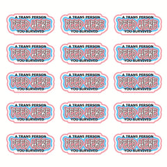 15pcs Transgender Survived Stickers - Reusable PVC Adhesive Durable & Waterproof