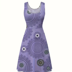  Floral Print Round Neck Tank Dress