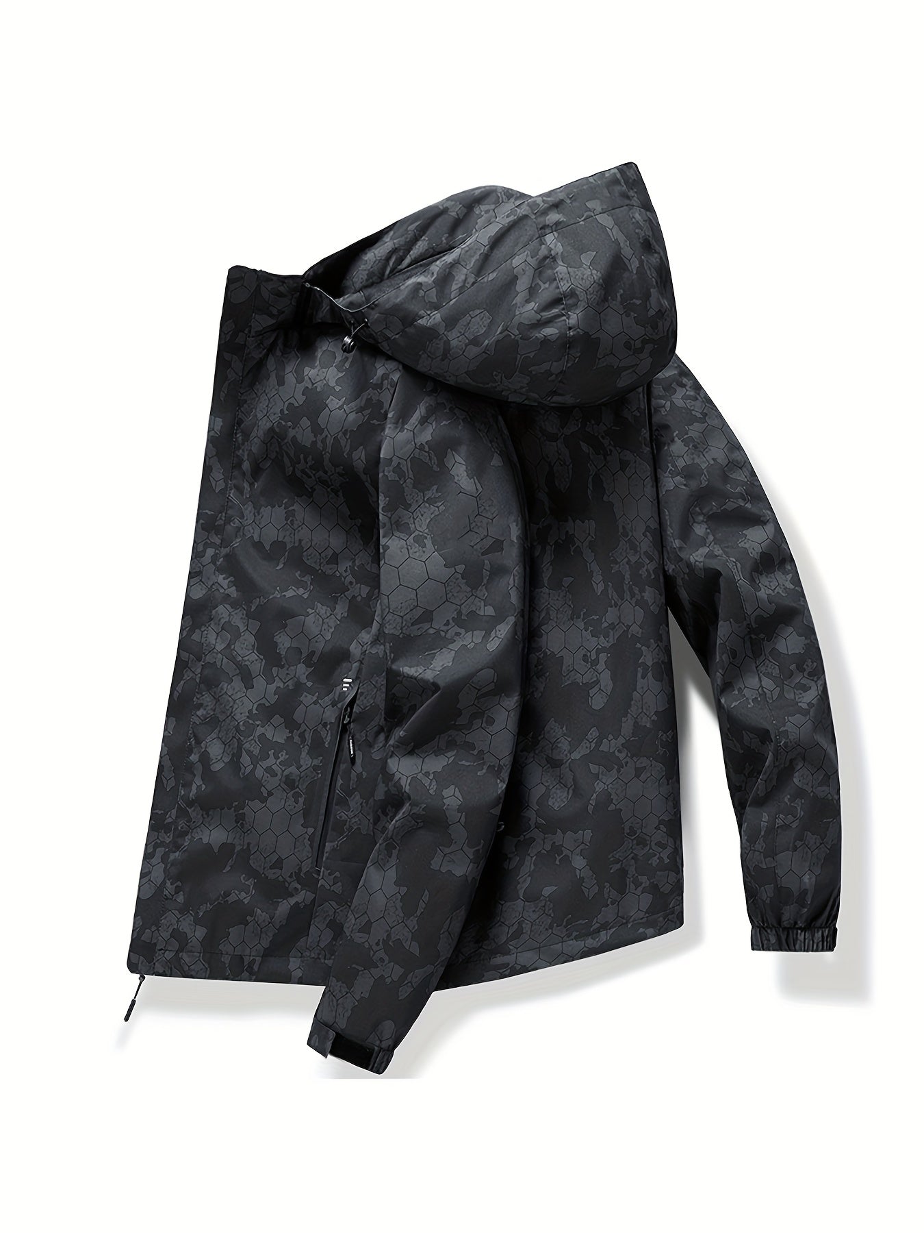 Detachable Hood Waterproof Camo Pattern Men's Jacket