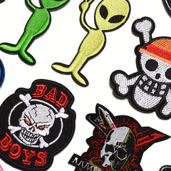 Skull Full Embroidery Novelty Patches - Punk Style Clothes Decoration