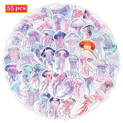 55 Crystal Jellyfish Stickers Waterproof Decals for Luggage Water Bottles