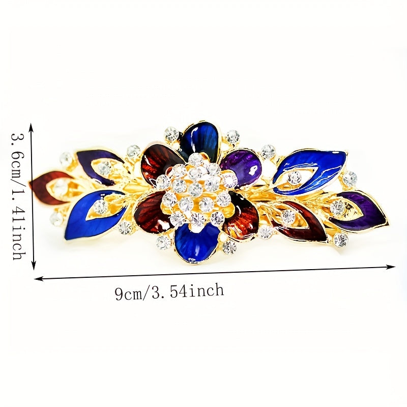 Large Rhinestone Flower Hair Clip, Side Clip Hair Accessory for Women