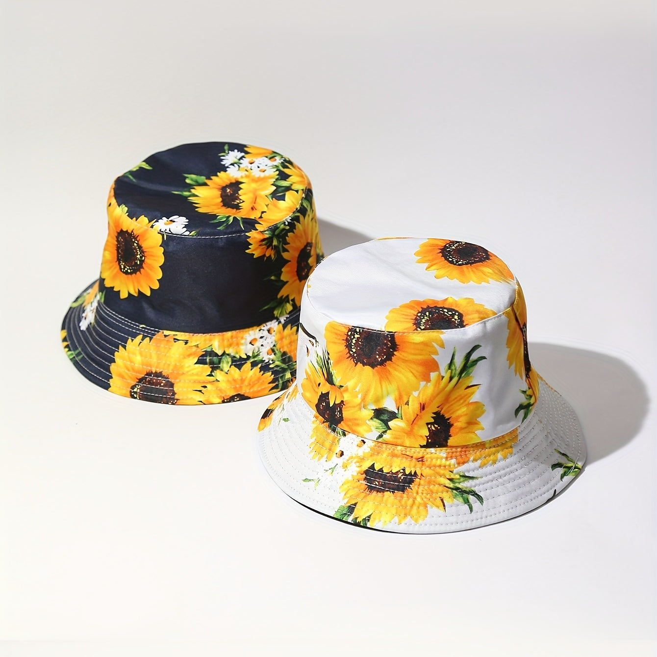 Sunflower Printed Bucket Hat Lightweight Sunscreen Fisherman Cap
