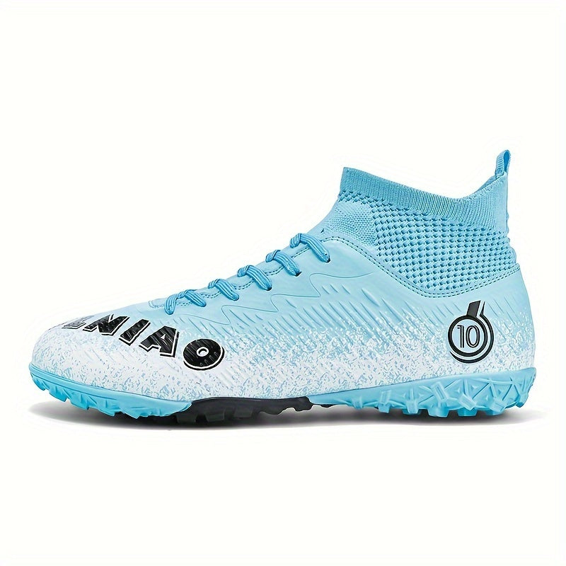 Boys' High Top TF Football Boots Anti-skid Breathable Soccer Cleats