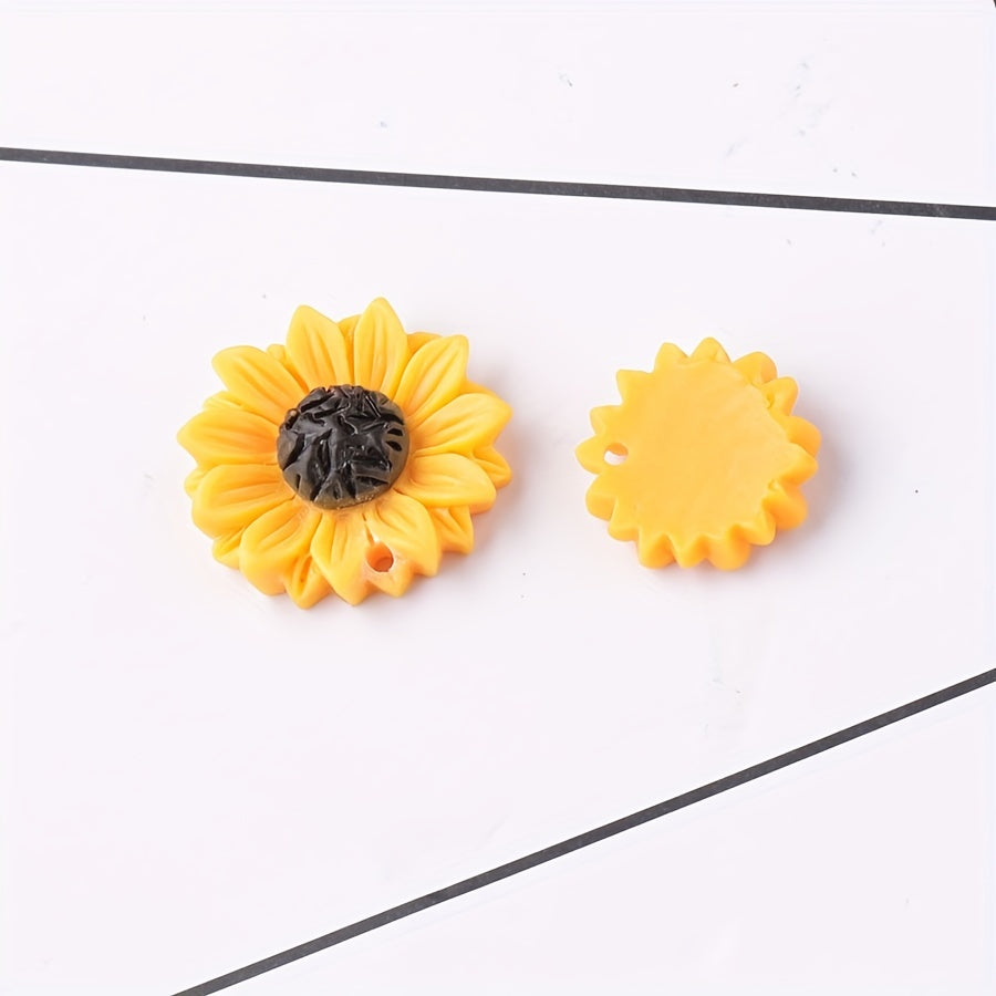 10pcs Sunflower Daisy Resin Beads Pendants for Jewelry Making