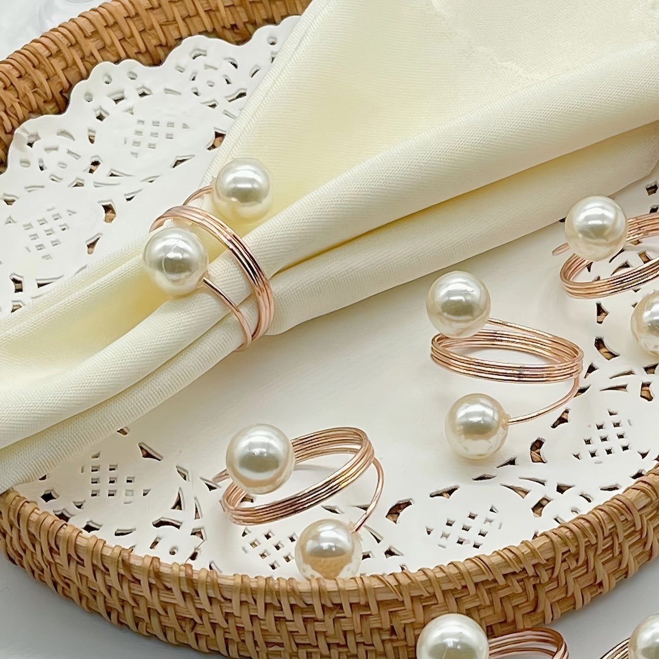 Pearl Napkin Rings for Weddings & Parties Elegant Table Decor