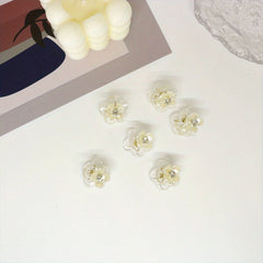 8pcs Rhinestone Mini Flower Hair Claw Clip Clear Grip Accessory