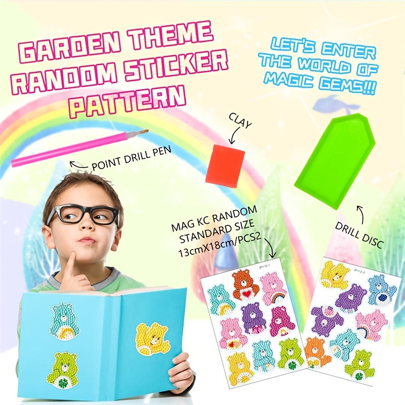 17pc DIY Diamond Painting Stickers Animals Bear Art Craft Teen Accessory