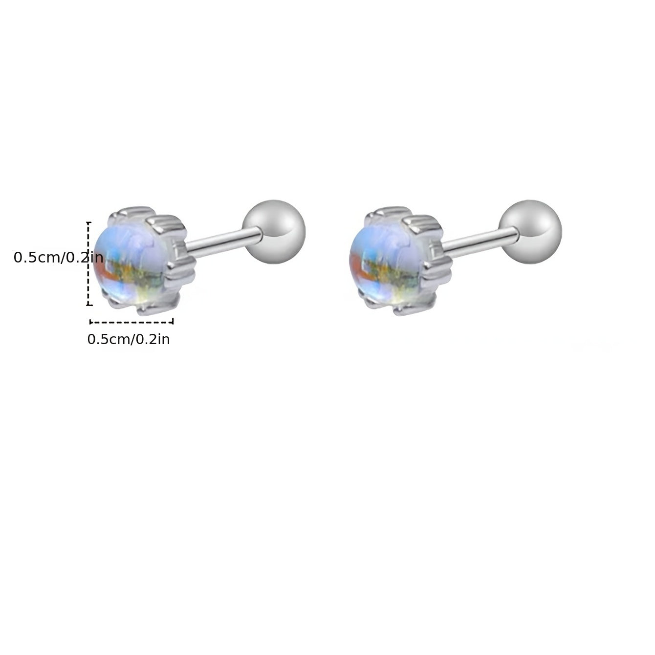 Moonstone Stud Earrings Delicate Jewelry 1Pair