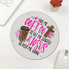 Coffee Pattern Round Mouse Pad 7.87in Non-slip Rubber Game Office Mouse Pad