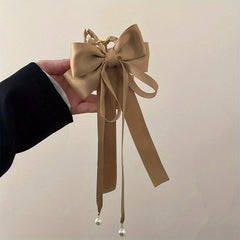 Retro Bowknot Ribbon Pearl Hair Claw Hair Clip Hair Accessories