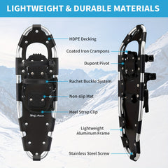 Lightweight Snowshoes Aluminum Snow Shoes w/ Trekking Poles & Bag