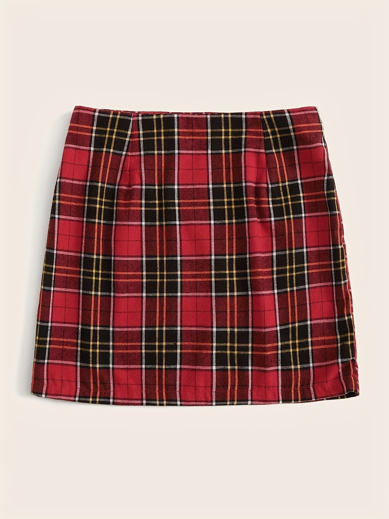  Plaid Print High Rise Stretch Mini Skirt