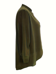  Lantern Sleeve Button Up Blouse