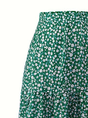  Ditsy Floral Print Maxi Smock Skirt