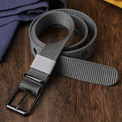 Porous Canvas Belt Men's Pin Buckle Leather Belt