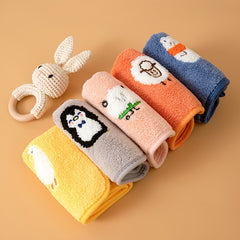 5pcs Cute Cartoon Animal Design Kids Face Towels