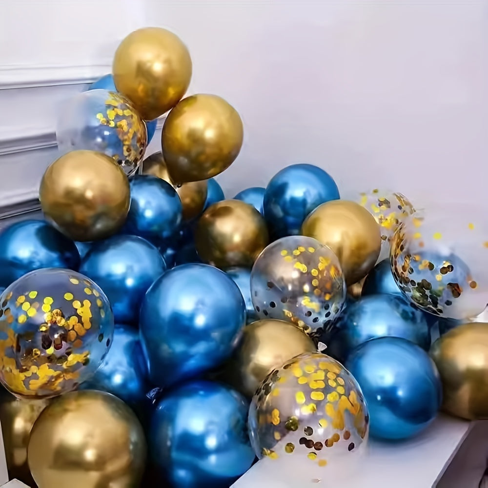 24pcs Mixed Golden Confetti Balloons Birthday Party Decoration Metallic Balloon