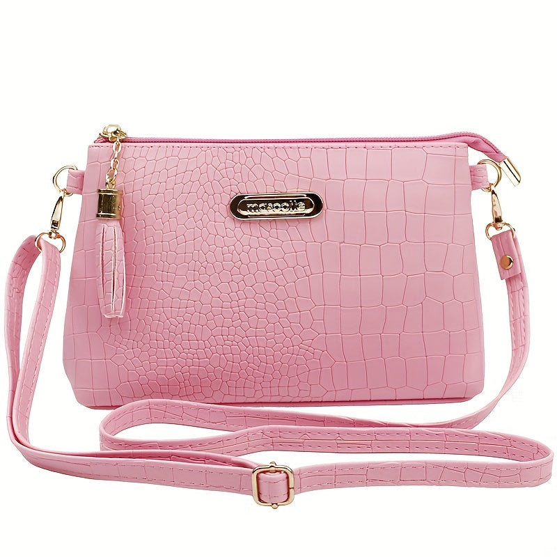 Crocodile Pattern Crossbody Bag PU Shoulder Bag Women's Handbag