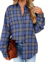  Plaid Print Button Up Long Sleeve Shirt