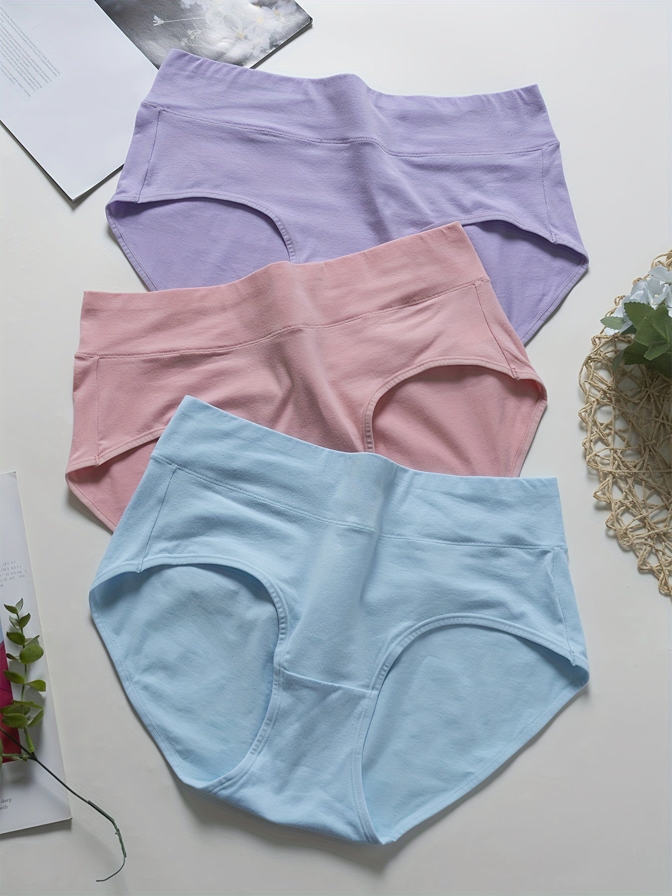3 Pack Plus Solid High Rise Panties Set