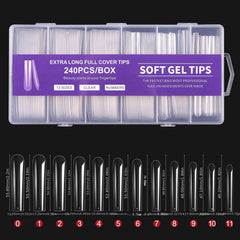 240Pcs C Curve Nail Tips Clear False Nail Tips for Gel Acrylic Press On Nails