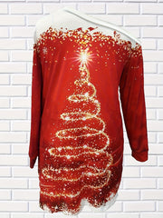  Glitter Christmas Tree One Shoulder Mini Dress