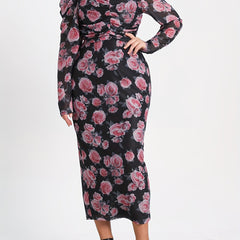  Women's Floral Lantern Sleeve Dress