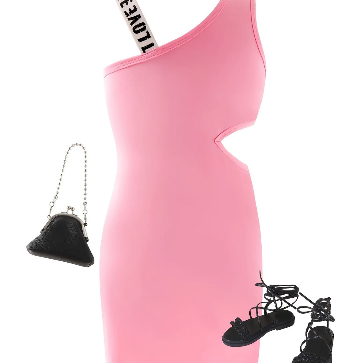 Girls' One Shoulder Cut out Waistline Bodycon Dress For Party