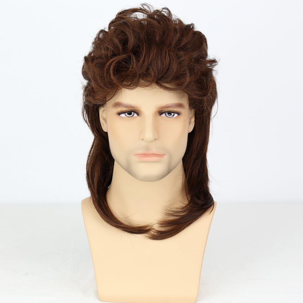 Men's Handsome Dark Brown Curved Wig