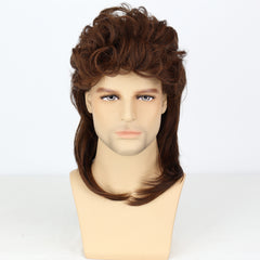 Men's Handsome Dark Brown Curved Wig