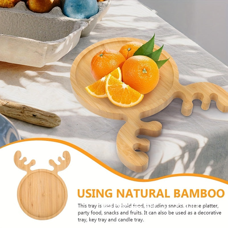 Elk Bamboo Serving Tray Dish Wooden Snack Platters Christmas Deco