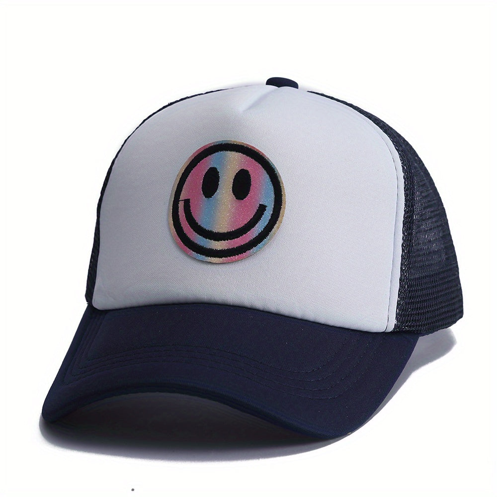 Men's Laser Happy Face Labeling Sponge Adjustable Baseball Cap