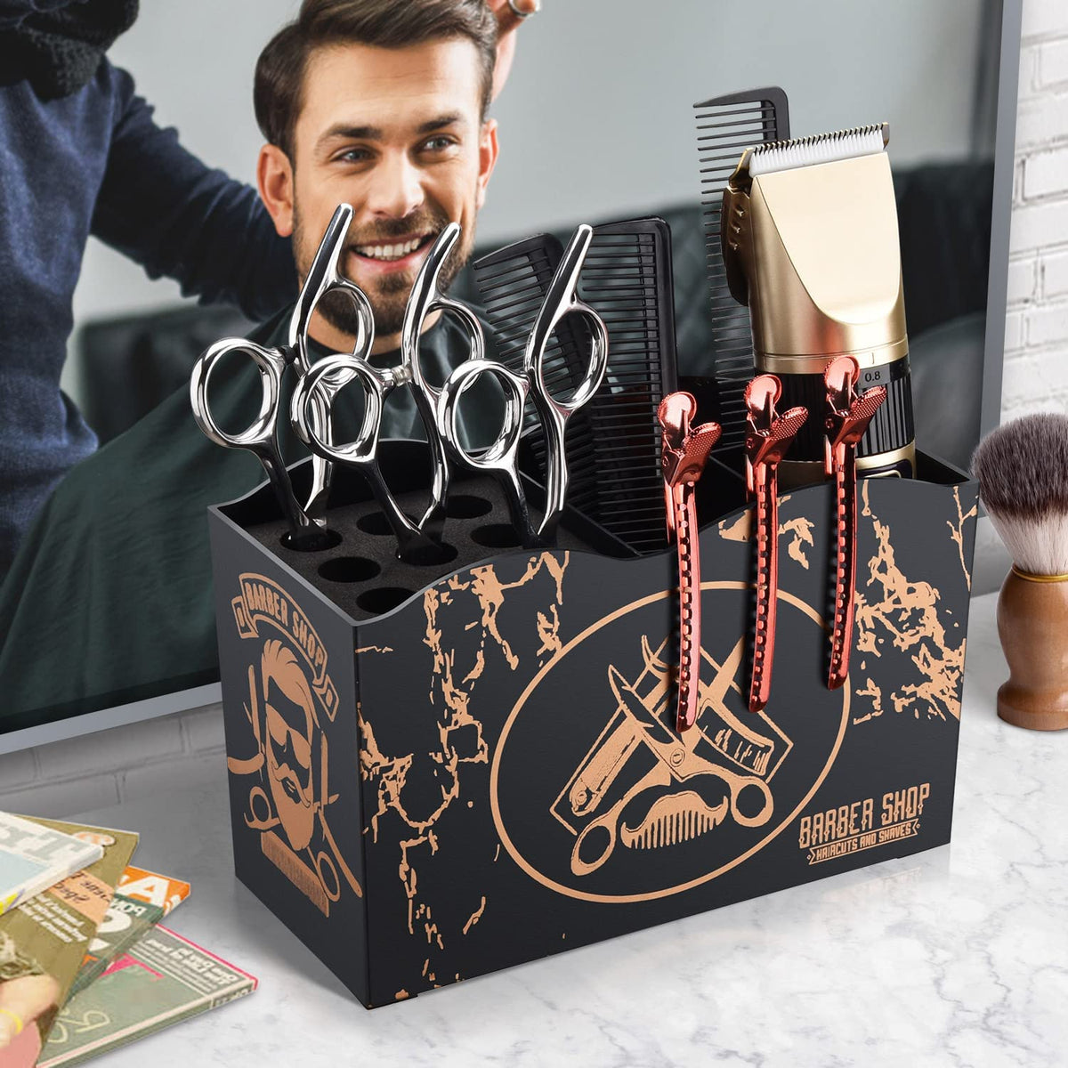 Barber Scissors Holder Box Professional Salon Hairdressing Scissors Rack