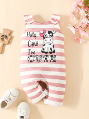 Baby Girls Striped Elephant Romper Sleeveless Soft Comfortable