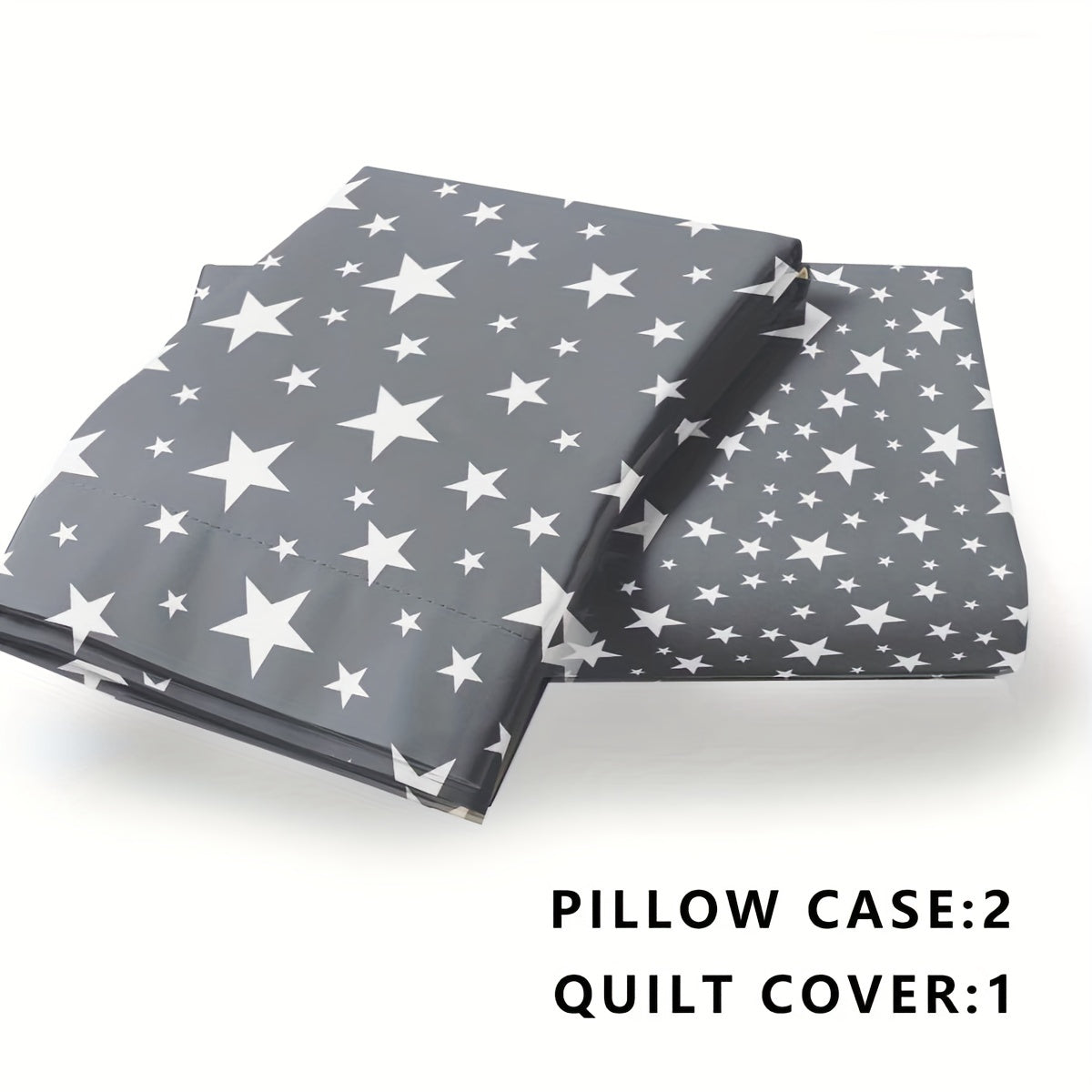 3pcs Star Print Duvet Cover Set Soft Microfiber Bedding 2 Pillowcase