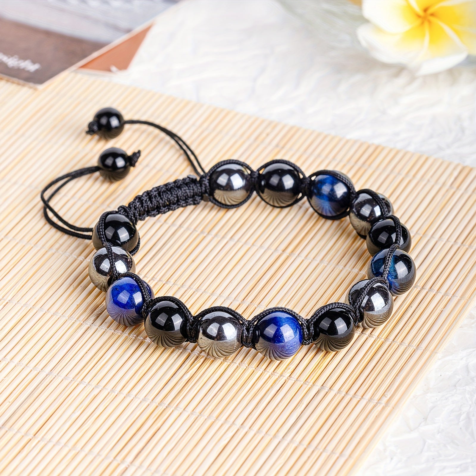 Triple Protection Hematite Agate Tigers Eye Stone Men's Bracelet