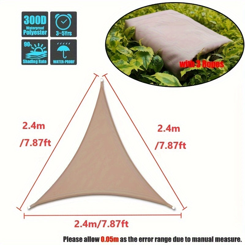 Khaki Triangle Shade Sail Sun Shelter Waterproof Awning