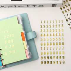 8 Sheets Golden Small Number Stickers 0-9 Self Adhesive for Graduation Cap DIY