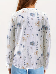  Floral Print Button Up Long Sleeve Blouse