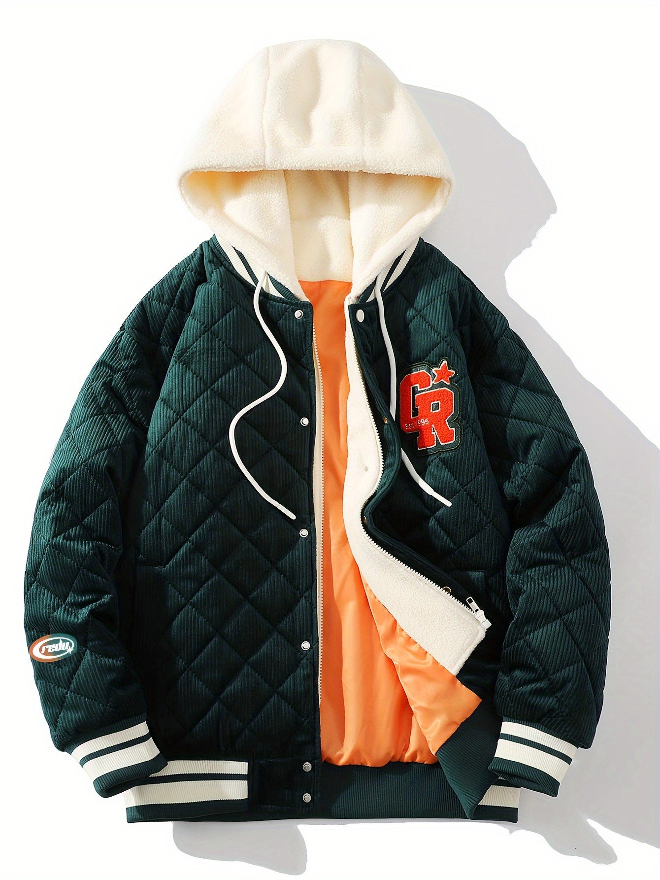 Men's Warm Double Sided Hooded Coat Fleece Hood Jacket