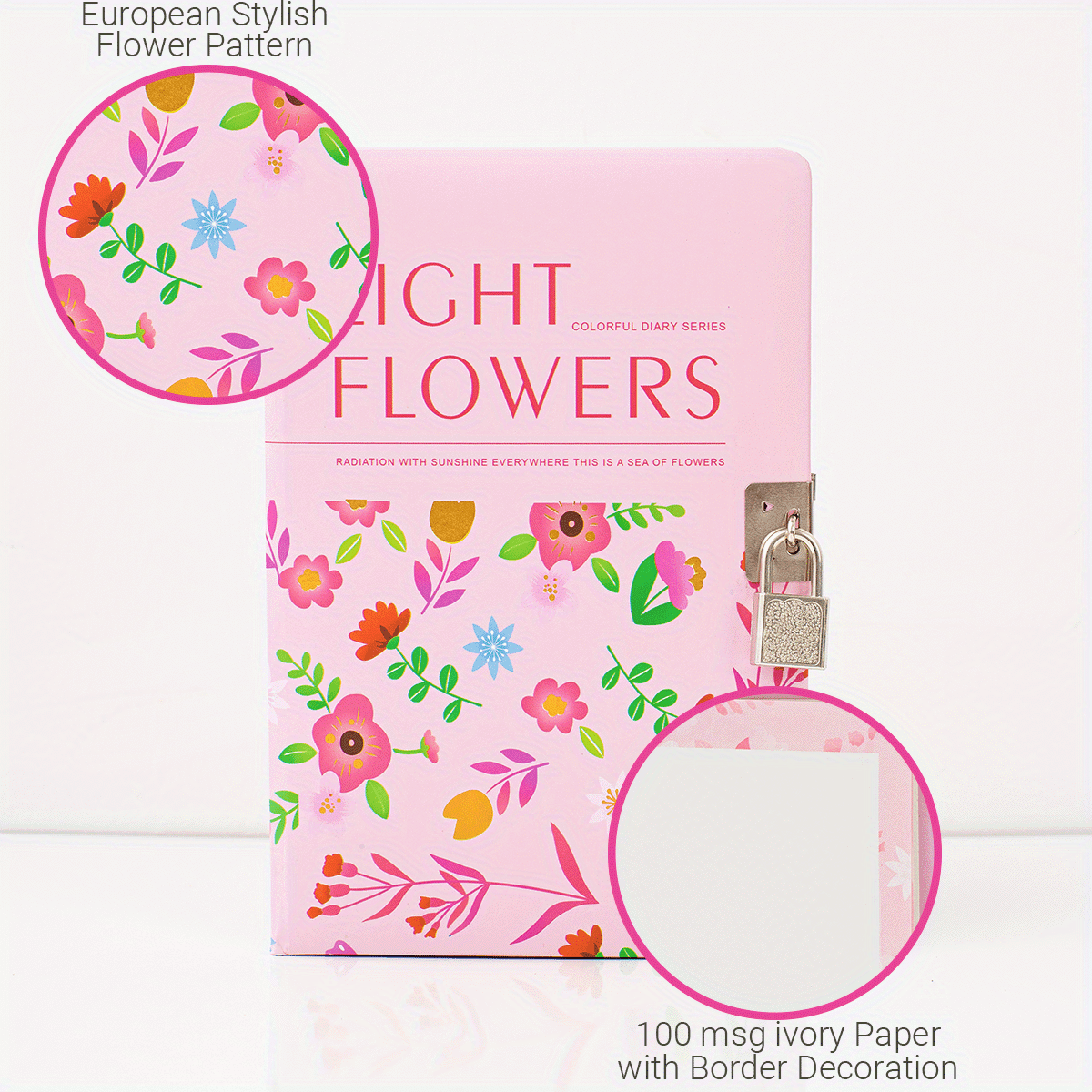 Flower Lockable Diary A5 160 Pages 100GSM Paper