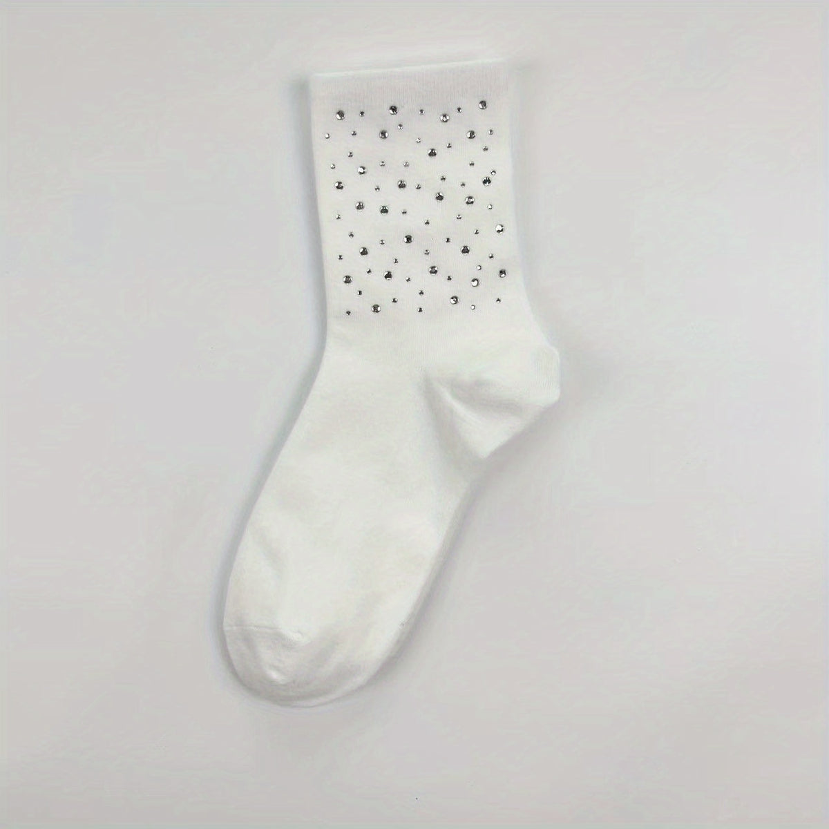 Rhinestone Decor Crew Socks Women's Stockings