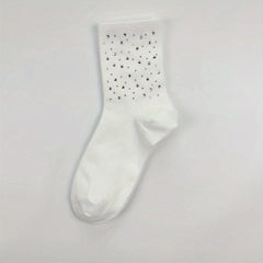 Rhinestone Decor Crew Socks Women's Stockings